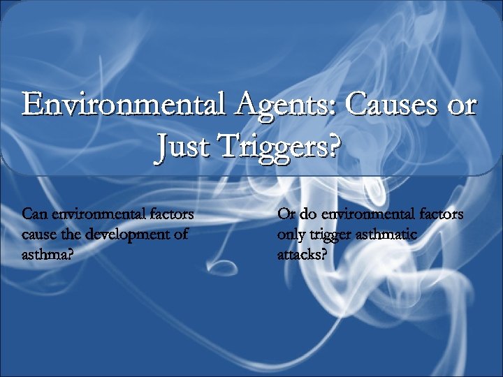 Environmental Agents: Causes or Just Triggers? Can environmental factors cause the development of asthma?