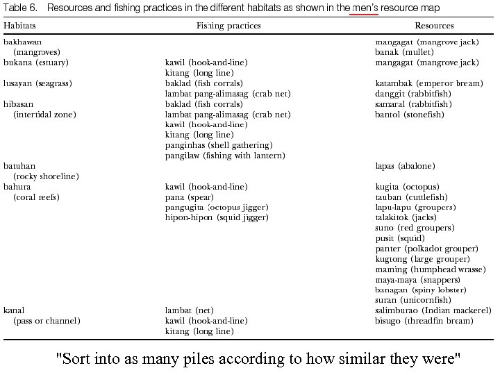 "Sort into as many piles according to how similar they were" 