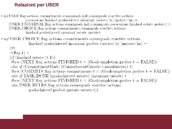 Relazioni per USER Modelli Utente 3/17/2018 Pagina 32 