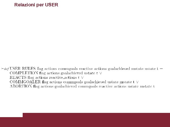 Relazioni per USER Modelli Utente 3/17/2018 Pagina 33 