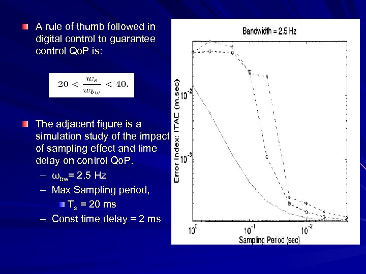 A rule of thumb followed in digital control to guarantee control Qo. P is: