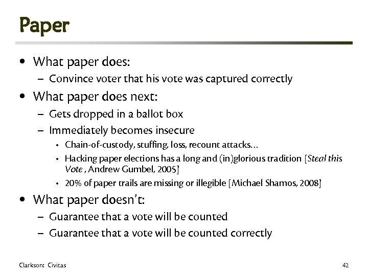 Paper • What paper does: • What paper does next: • – Convince voter