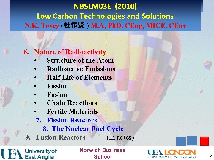 Section 6: NBSLM 03 E (2010) The Basics Nuclear Power: Low Carbon Technologies and