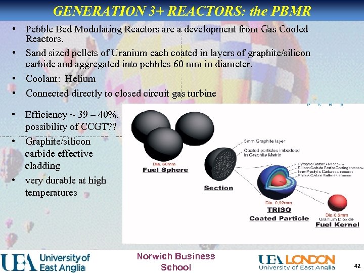 GENERATION 3+ REACTORS: the PBMR • Pebble Bed Modulating Reactors are a development from