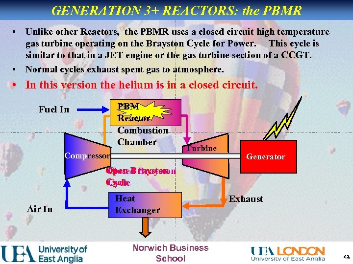 GENERATION 3+ REACTORS: the PBMR • Unlike other Reactors, the PBMR uses a closed