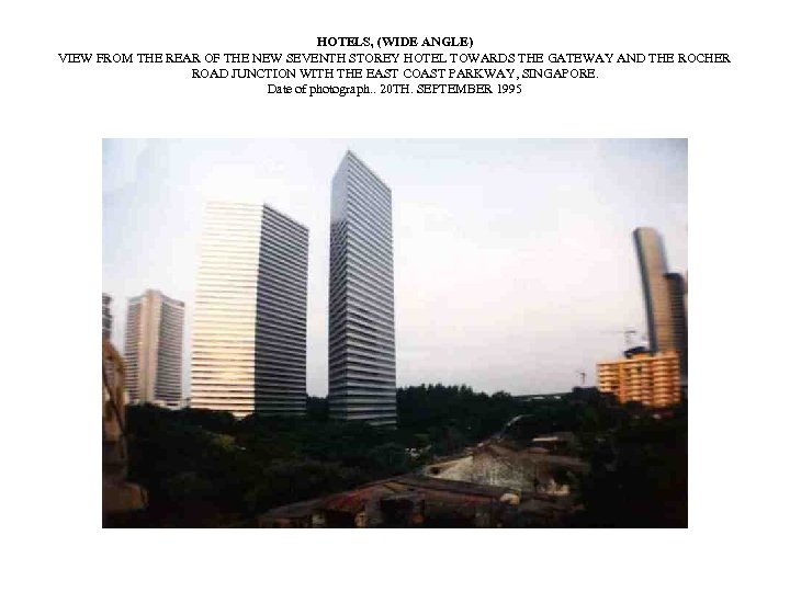 HOTELS, (WIDE ANGLE) VIEW FROM THE REAR OF THE NEW SEVENTH STOREY HOTEL TOWARDS