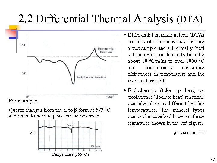 2. 2 Differential Thermal Analysis (DTA) • Differential thermal analysis (DTA) consists of simultaneously