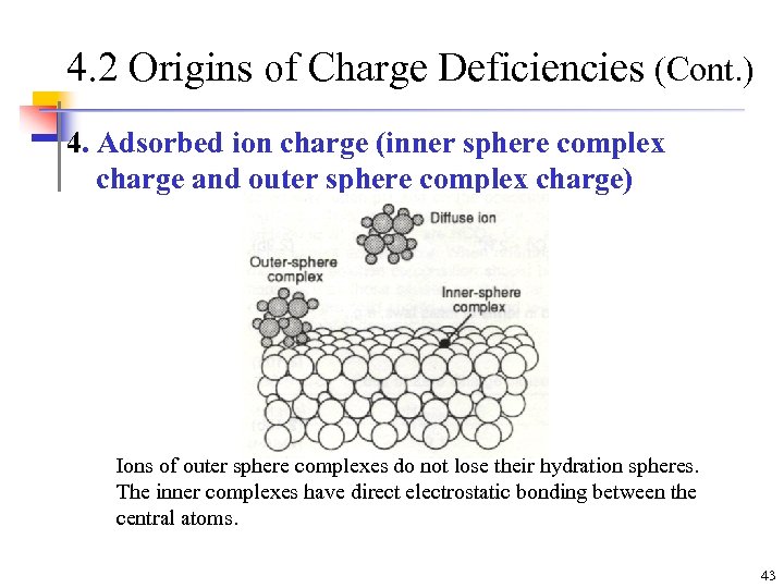 4. 2 Origins of Charge Deficiencies (Cont. ) 4. Adsorbed ion charge (inner sphere