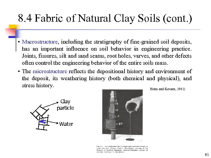 8. 4 Fabric of Natural Clay Soils (cont. ) • Macrostructure, including the stratigraphy