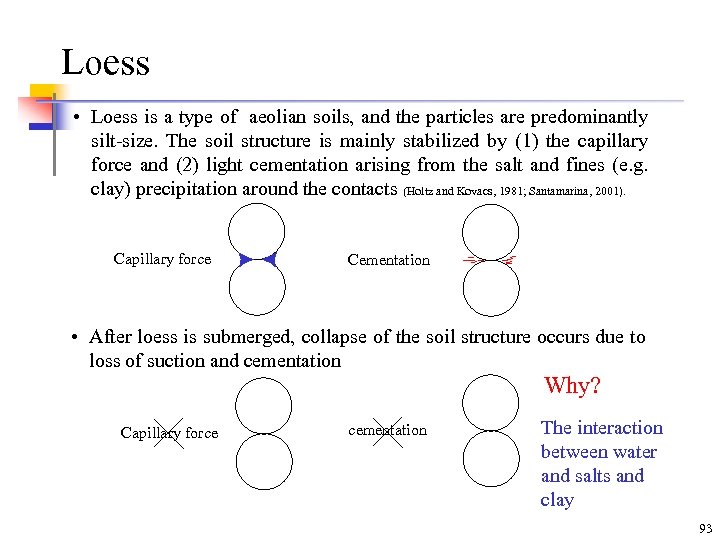 Loess • Loess is a type of aeolian soils, and the particles are predominantly