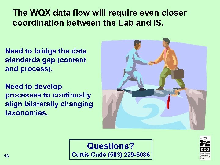 The WQX data flow will require even closer coordination between the Lab and IS.