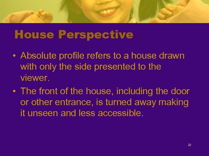 House Perspective • Absolute profile refers to a house drawn with only the side