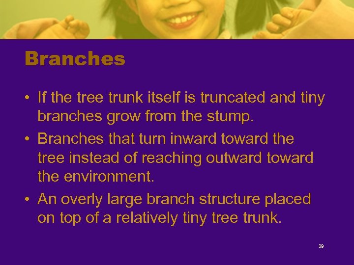 Branches • If the tree trunk itself is truncated and tiny branches grow from