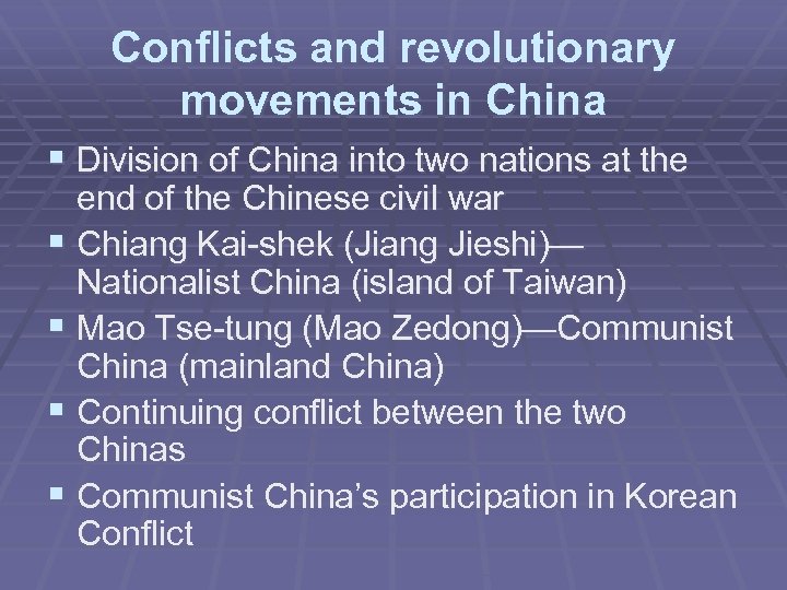 Conflicts and revolutionary movements in China § Division of China into two nations at