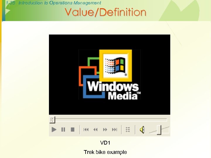 1 -35 Introduction to Operations Management Value/Definition VD 1 Trek bike example 