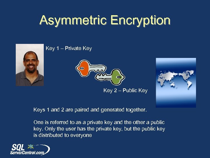 Asymmetric Encryption Key 1 – Private Key 2 – Public Keys 1 and 2