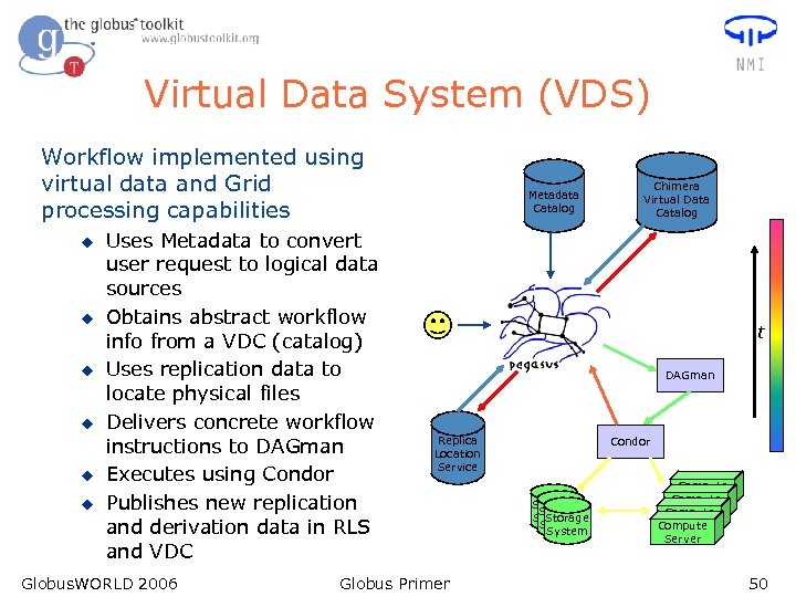 Virtual Data System (VDS) Workflow implemented using virtual data and Grid processing capabilities u