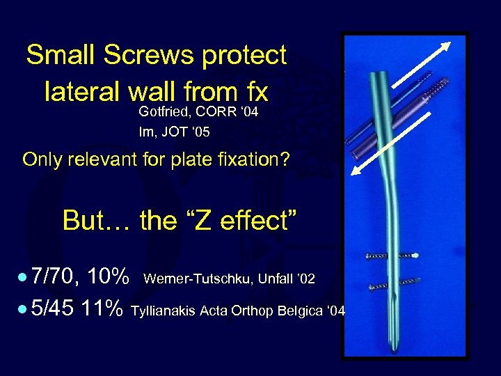 Small Screws protect lateral wall from fx Gotfried, CORR ‘ 04 Im, JOT ‘