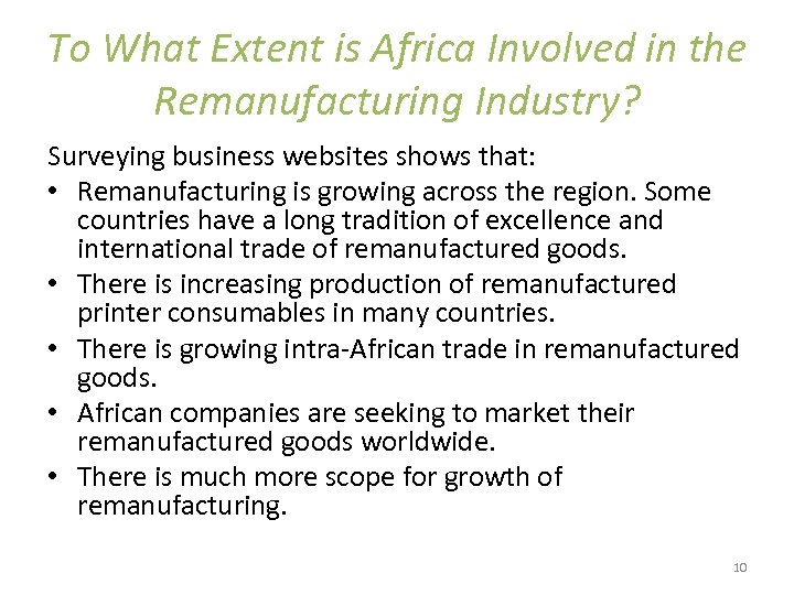 To What Extent is Africa Involved in the Remanufacturing Industry? Surveying business websites shows