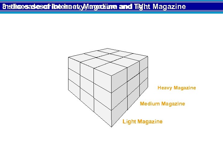 In the case of Internet, Magazine and light 3 slices describe heavy, medium and