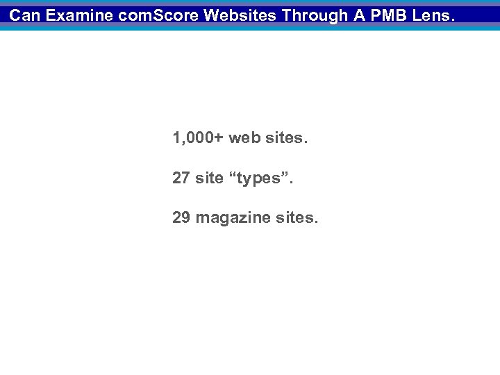 Can Examine com. Score Websites Through A PMB Lens. 1, 000+ web sites. 27