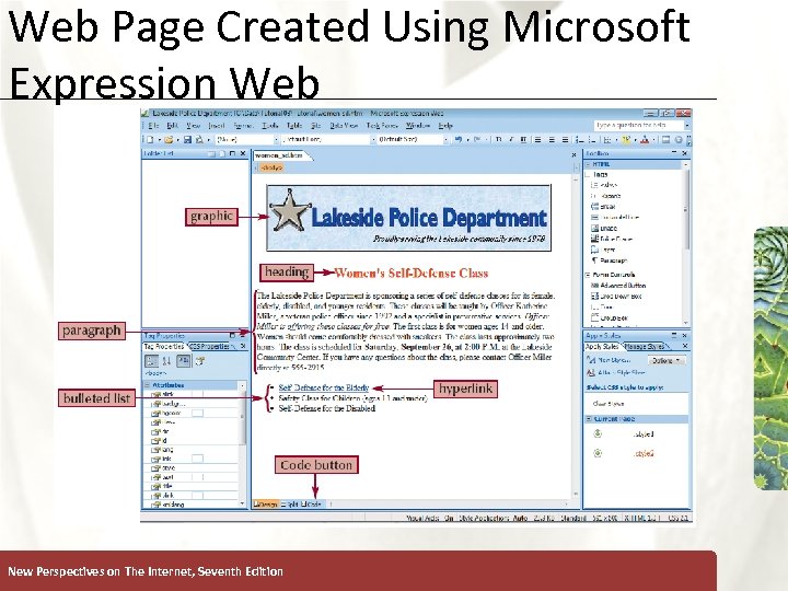 Web Page Created Using Microsoft Expression Web New Perspectives on The Internet, Seventh Edition