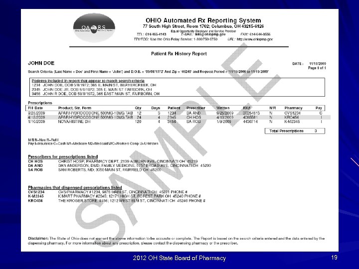 2012 OH State Board of Pharmacy 19 