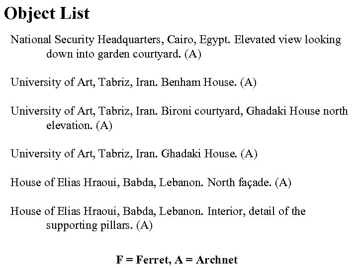 Object List National Security Headquarters, Cairo, Egypt. Elevated view looking down into garden courtyard.