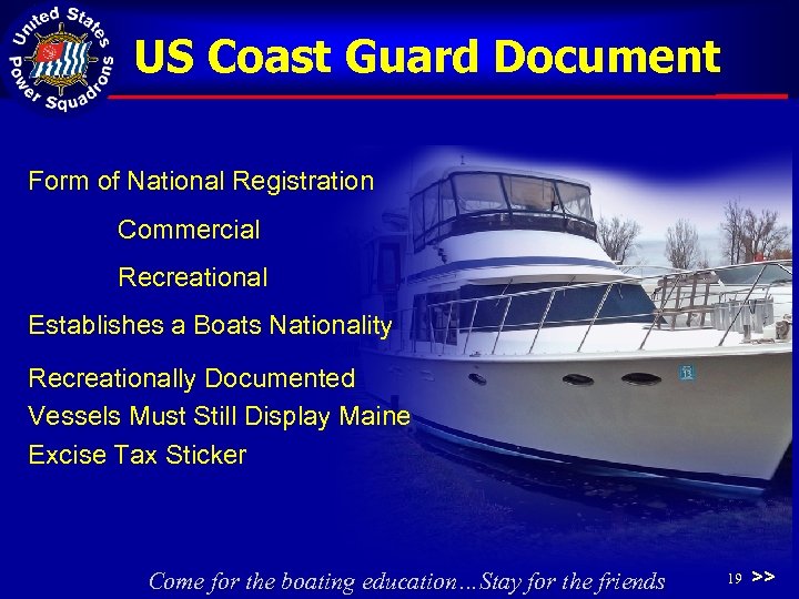 US Coast Guard Document Form of National Registration Commercial Recreational Establishes a Boats Nationality