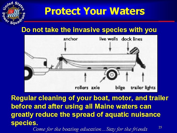 Protect Your Waters Do not take the invasive species with you Regular cleaning of