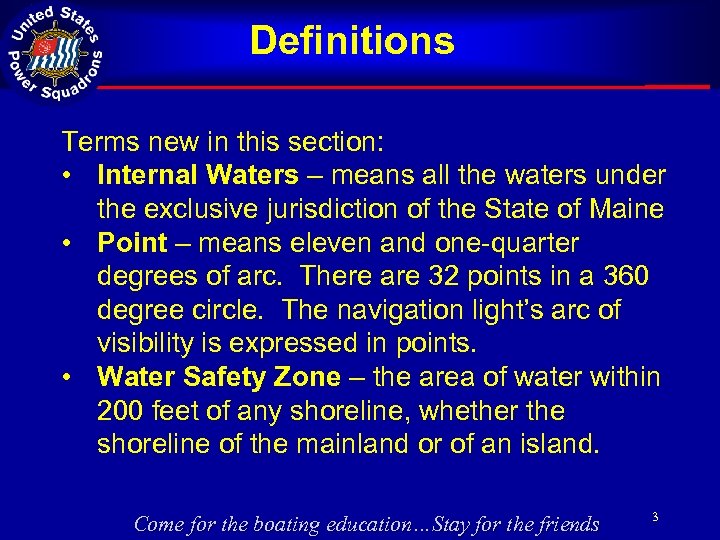 Definitions Terms new in this section: • Internal Waters – means all the waters