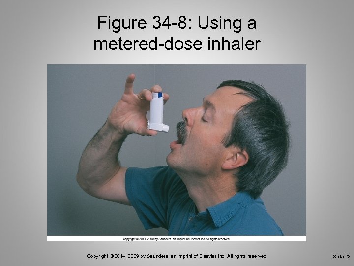 Figure 34 -8: Using a metered-dose inhaler Copyright © 2014, 2009 by Saunders, an
