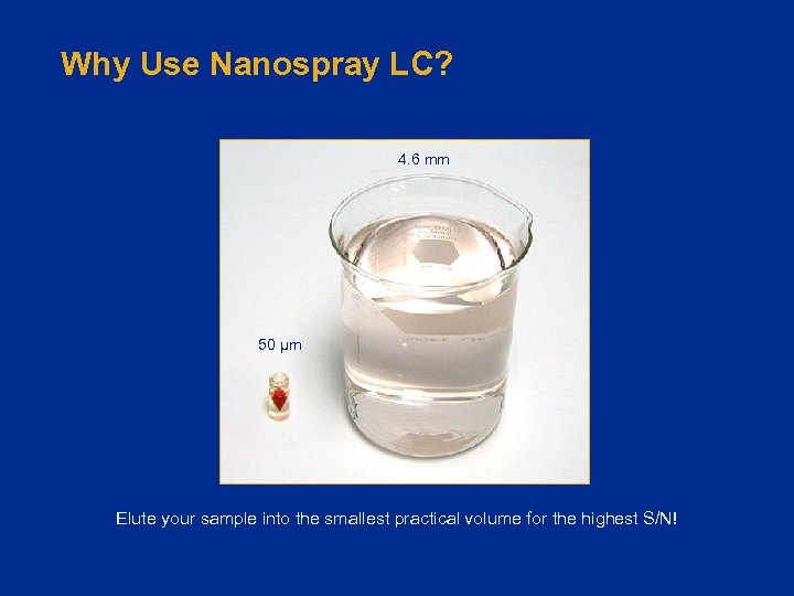 Why Use Nanospray LC? 4. 6 mm 50 µm Elute your sample into the