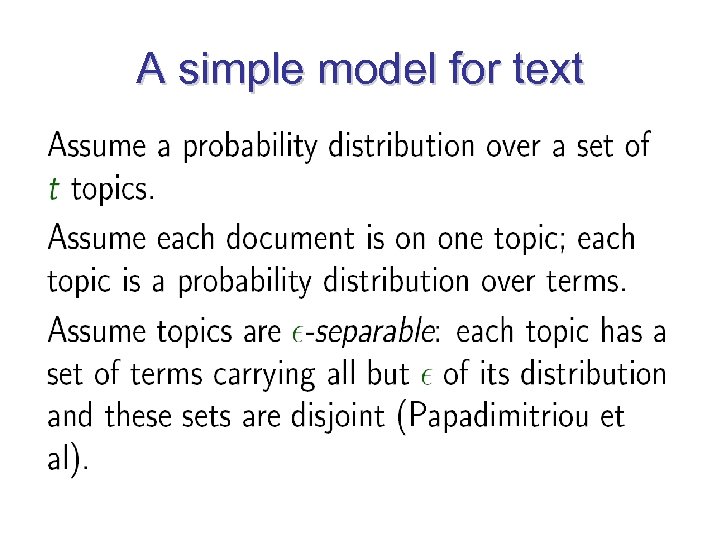 A simple model for text 