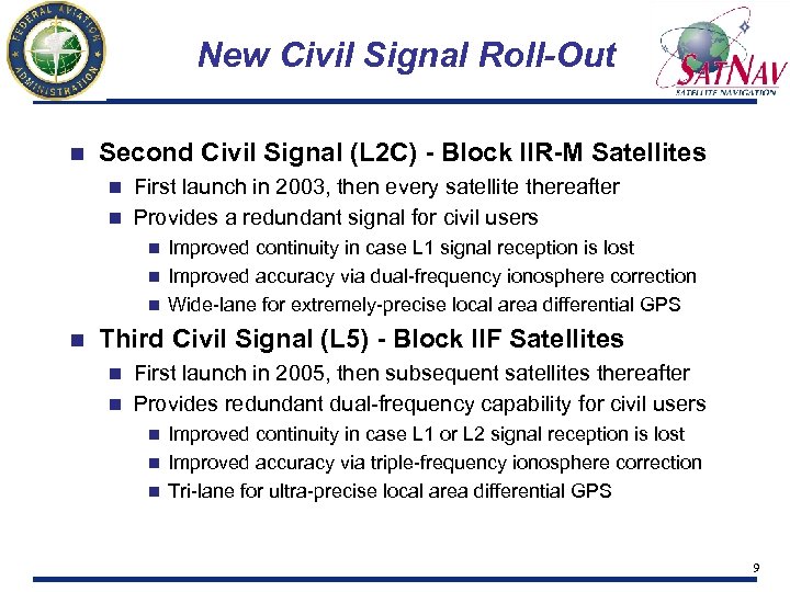 New Civil Signal Roll-Out n Second Civil Signal (L 2 C) - Block IIR-M
