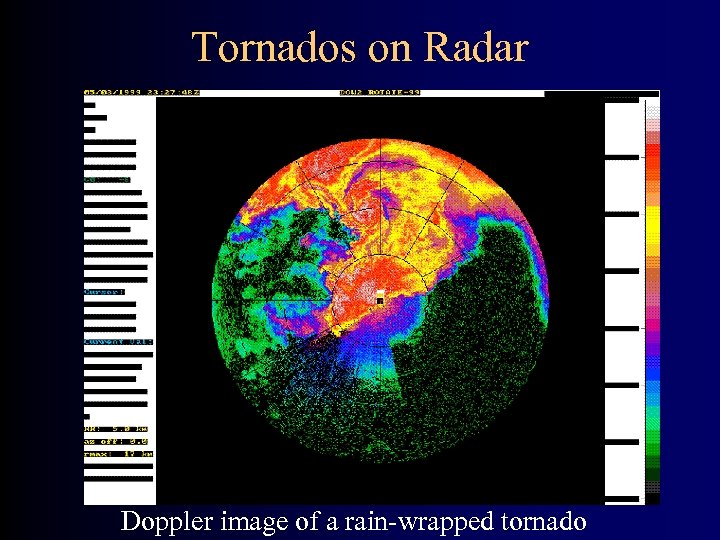 Tornados on Radar Doppler image of a rain-wrapped tornado 