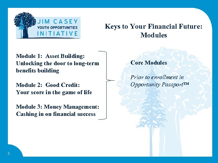 Keys to Your Financial Future: Modules Module 1: Asset Building: Unlocking the door to