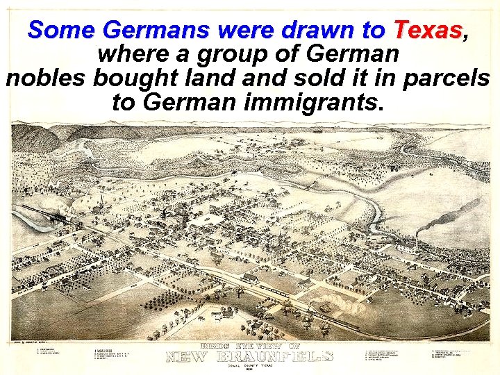 Some Germans were drawn to Texas, Texas where a group of German nobles bought