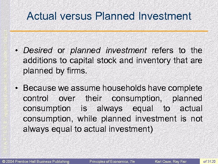 C H A P T E R 8: Aggregate Expenditure and Equilibrium Output Actual