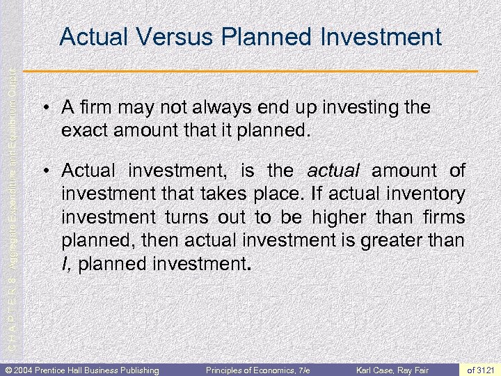 C H A P T E R 8: Aggregate Expenditure and Equilibrium Output Actual