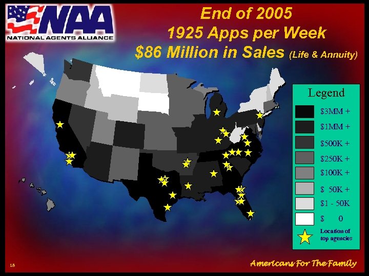 End of 2005 1925 Apps per Week $86 Million in Sales (Life & Annuity)
