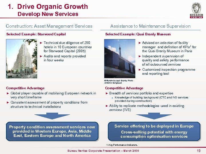 1. Drive Organic Growth Develop New Services Construction: Asset Management Services Selected Example: Starwood
