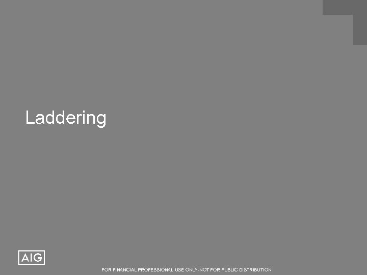 Laddering FOR FINANCIAL PROFESSIONAL USE ONLY-NOT FOR PUBLIC DISTRIBUTION 