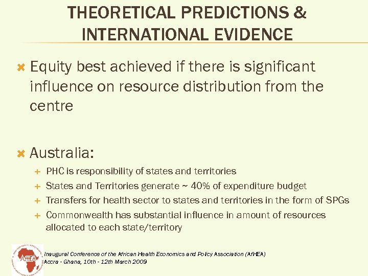 THEORETICAL PREDICTIONS & INTERNATIONAL EVIDENCE Equity best achieved if there is significant influence on