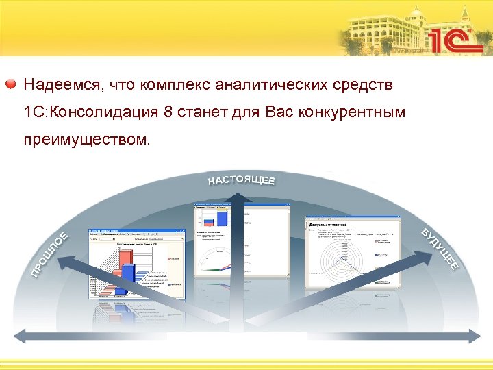 Надеемся, что комплекс аналитических средств 1 С: Консолидация 8 станет для Вас конкурентным преимуществом.