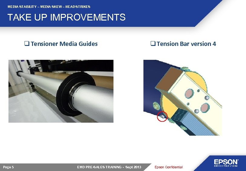 MEDIA STABILITY – MEDIA SKEW – HEAD STRIKES TAKE UP IMPROVEMENTS q Tensioner Media