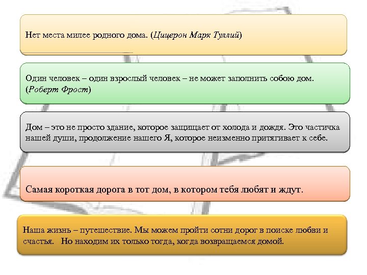 Нет места милее родного дома. (Цицерон Марк Туллий) Один человек – один взрослый человек