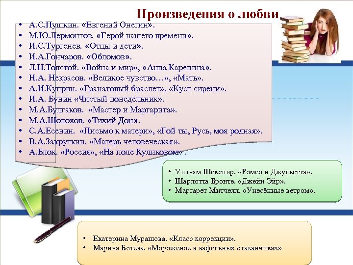  • • • • Произведения о любви А. С. Пушкин. «Евгений Онегин» .