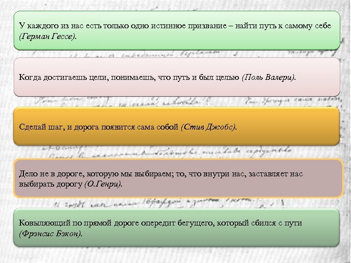У каждого из нас есть только одно истинное призвание – найти путь к самому
