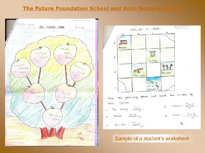 The Future Foundation School and Arun Nursery School Sample of a student’s worksheet 